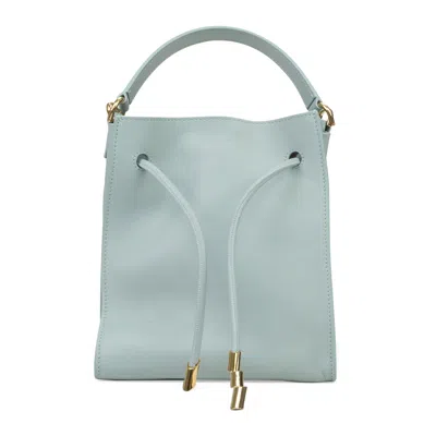 Lanvin Teal Hobo Bucket Bag In Blue