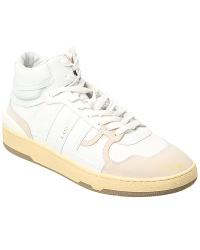 LANVIN LANVIN TENNIS LEATHER & MESH HIGH-TOP SNEAKER