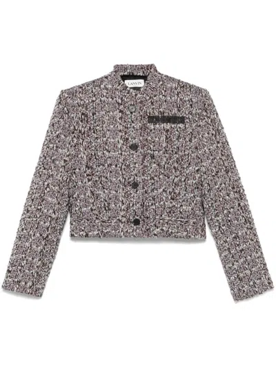 Lanvin Textured Fabric Cropped Blazer In Gray