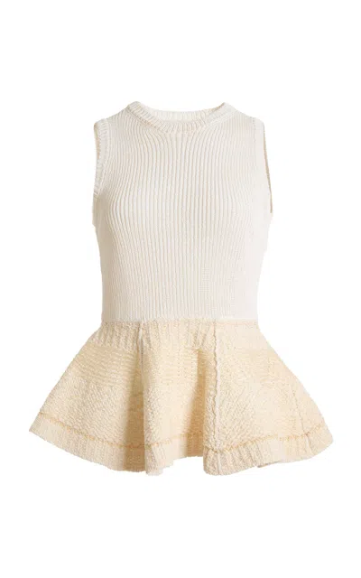 Lanvin Textured Peplum Top In White