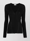 Lanvin Textured Ribbed V-neck Cardigan In Black