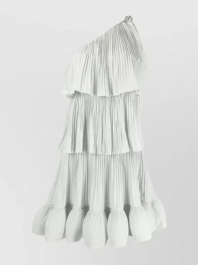 LANVIN PLEATED ONE-SHOULDER TIERED MINI DRESS