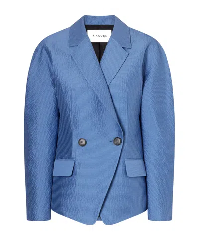 Lanvin Textured-satin Jacket In Blue