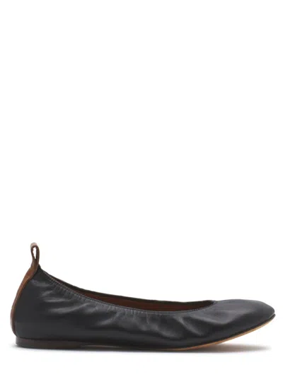 Lanvin The Ballerina Flat In Leather In Black