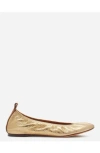 Lanvin The Ballerina Flat In Metallic Leather In Gold