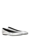 Lanvin The Ballerina Flat In Metallic Leather In Silver