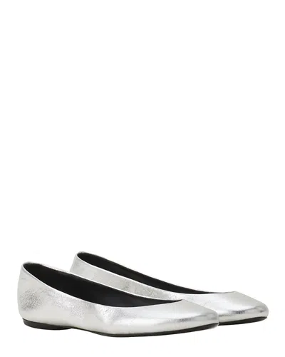 Lanvin The Ballerina Flat In Metallic Leather In Silver