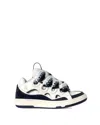 Lanvin Almond Toe Leather Sneakers With Metallic Eyelets In Black