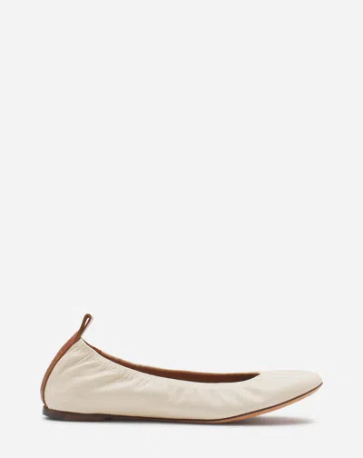 Lanvin The Leather Ballerina Flat For Women In Beige 2