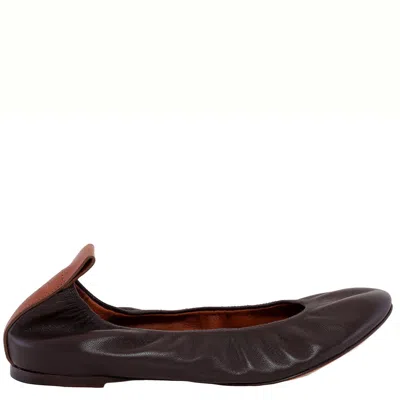 Lanvin The Leather Ballerina Flats In Brown