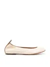Lanvin The Nappa Leather Logo Ballerina Flat In Beige