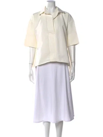 Pre-owned Lanvin Three-quarter Sleeve Blouse In White