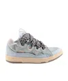 Lanvin Leather Sneakers With Textured Design In Gray