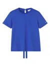 Lanvin Cotton T-shirt With Ribbon Detail In Blue