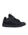 Lanvin Dark Blue Curb Sneakers In Black