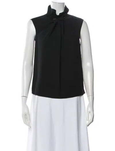 Pre-owned Lanvin Tie Neck Sleeveless Blouse In Black