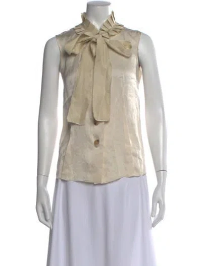 Pre-owned Lanvin Tie Neck Sleeveless Blouse In Neutral