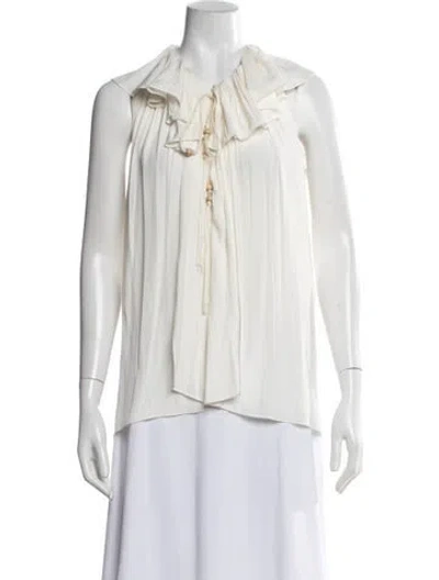 Pre-owned Lanvin Tie Neck Sleeveless Blouse In Neutrals