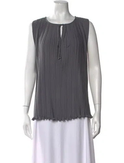 Pre-owned Lanvin Tie Neck Sleeveless Top W/ Tags In Gray
