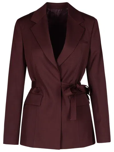 Lanvin Veste Tailleur Ceinturee In Bordeaux