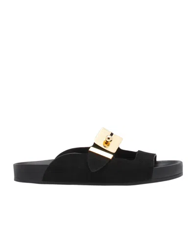 Lanvin Tinkle Suede Sandals In Black