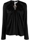 Lanvin Draped Long-sleeved Blouse In Black