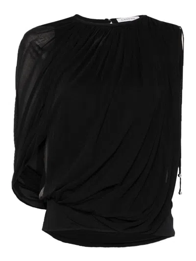 Lanvin Top Drappeggio In Black