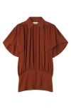 Lanvin Puffed-sleeve Button Top In Gold