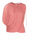 Lanvin Draped Pleated Top In Nude & Neutrals