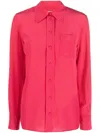 Lanvin Button-down Silk Shirt With Long Sleeves In Pink