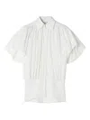 Lanvin Puff Sleeve Collared Top With High-low Hem In White
