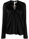 Lanvin Draped Long-sleeved Blouse In Black