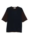 Lanvin Color-block Crew Neck Short Sleeve Top In Brown