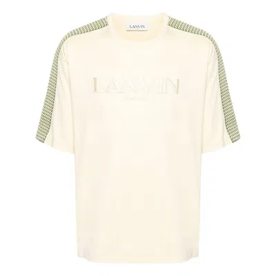Lanvin Logo-embroidered Cotton T-shirt In Yellow