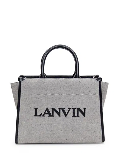 Lanvin Borsa Shopping In & Out Piccola In Tela Bicolor Donna In Gray