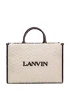 Lanvin Inout Cotton Tote Bag In Beige Fonc�/bordeaux