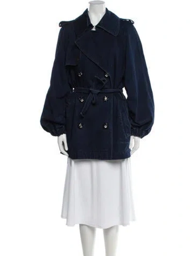 Pre-owned Lanvin Trench Coat In Blue