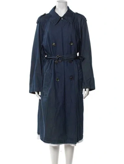 Pre-owned Lanvin Trench Coat In Blue