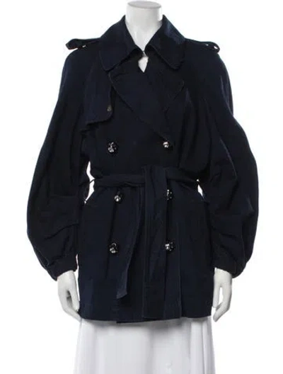 Pre-owned Lanvin Trench Coat In Blue