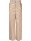 Lanvin High-waisted Wide Leg Check Trousers In Brown