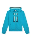 LANVIN TURQUOISE HOODIE WITH LOGO AND CURB MOTIF