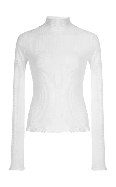 Lanvin Turtleneck Lace Top In White