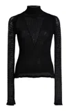 Lanvin Turtleneck Lace Top In Black