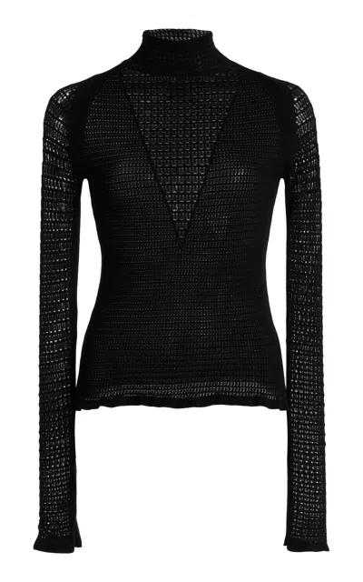Lanvin Turtleneck Lace Top In Black