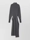 Lanvin Knee Length Dress With Turtleneck And Side Slit In Gray