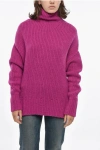 Lanvin Turtleneck Roule Wool Blend Pullover In Pink