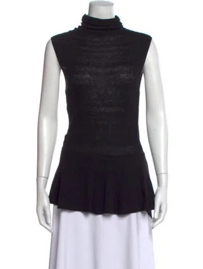 Pre-owned Lanvin Turtleneck Sleeveless Top In Blue