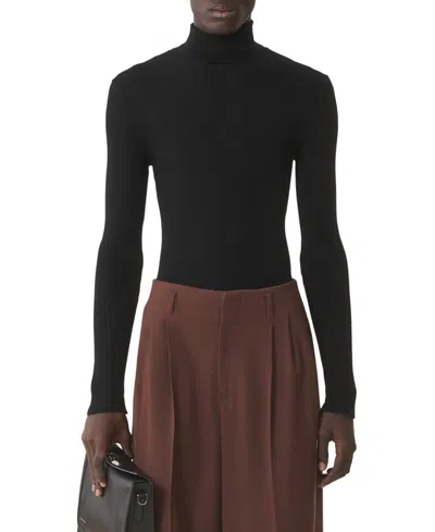 Lanvin Turtleneck Sweater In Merino Wool And Silk In Black