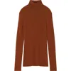 Lanvin Turtleneck Sweater In Merino Wool And Silk In Brown