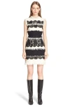 Lanvin Tweed & Lace Sleeveless Dress In Ivory/black